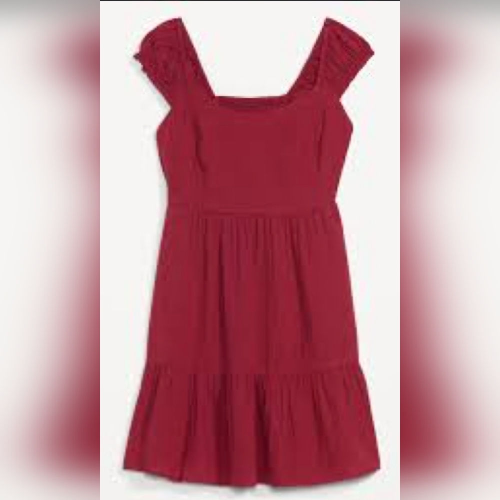 Old Navy Fit & Flare Puff-Sleeve Mini Dress Size XXL, Color Red NWT